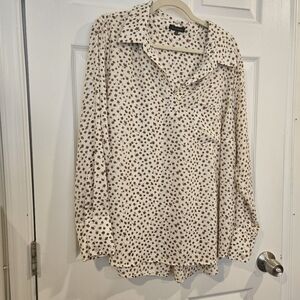 Retro Collared Ivory and Brown Floral